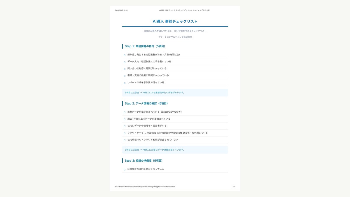 AI導入チェックリストの表紙